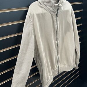 True Measure by JL Powell tan Zip-Up Knit Jacket